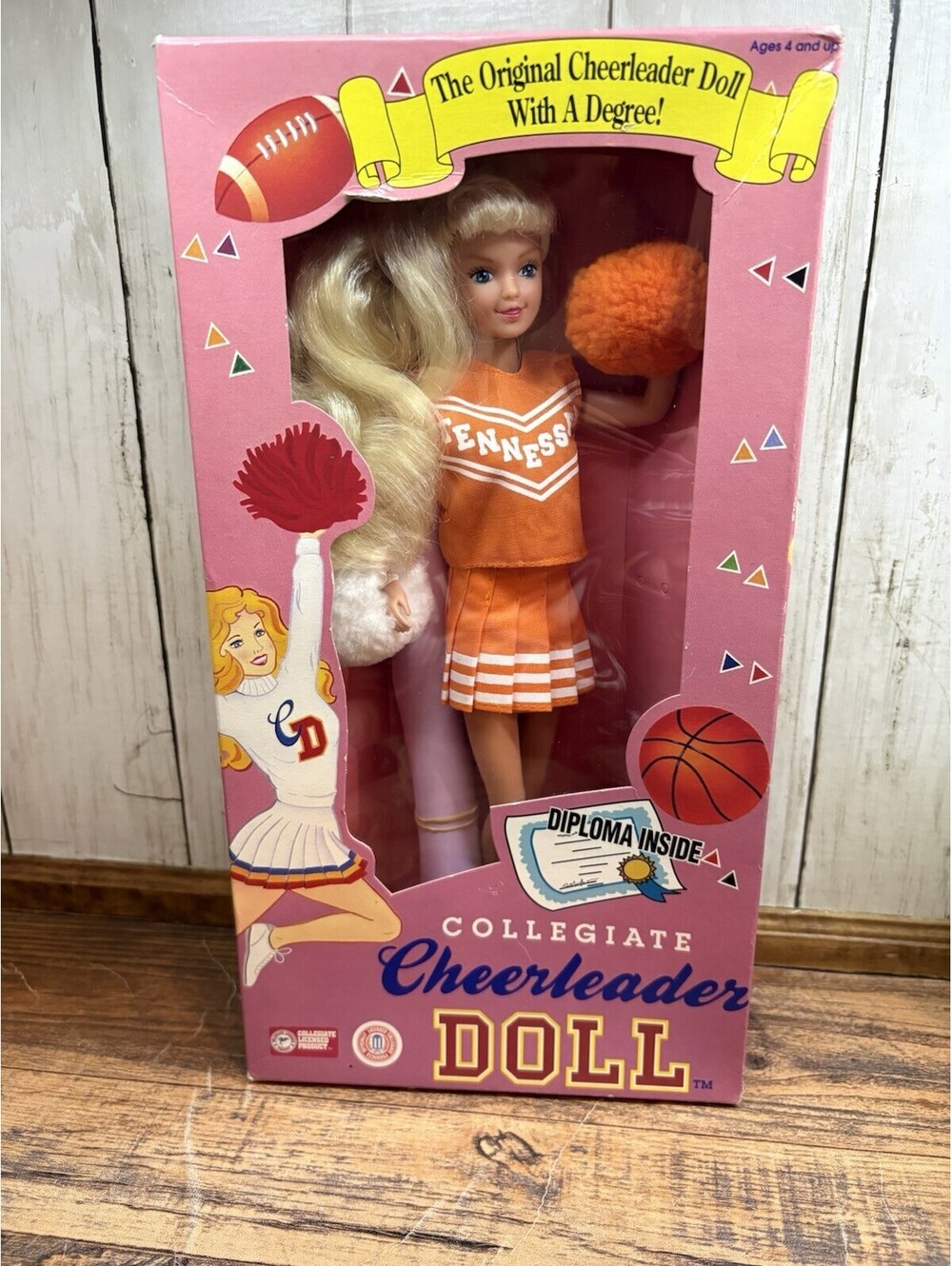 Collegiate Cheerleader Doll TENNESSEE Blonde Doll New Old Stock Volunteers